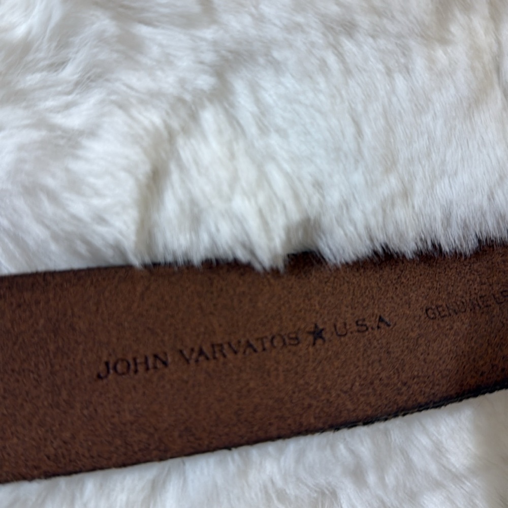 John Varvatos Men's Tan Canvas Belt with Silver Buckle - Picture 14 of 14